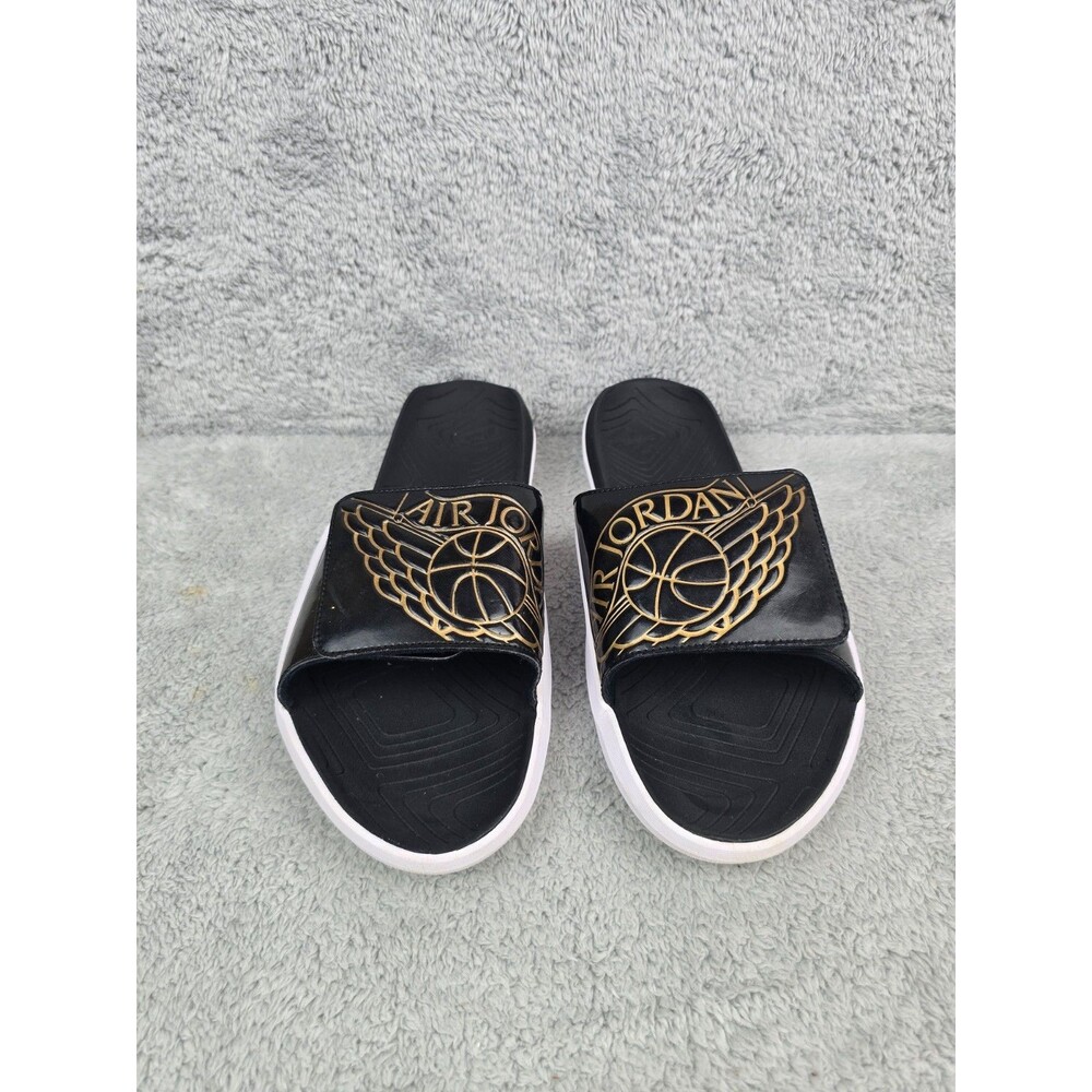 Nike Air Jordan Hydro 7 V2 Slide Sandals Black Gold Wings Mens Size 14 AA2517-02